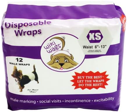 Wiki Wags עטיפות כלבים חד פעמיות | חיתול כלבים הוכחת דליפה לסימון זכר ובריחת שתן, קטן